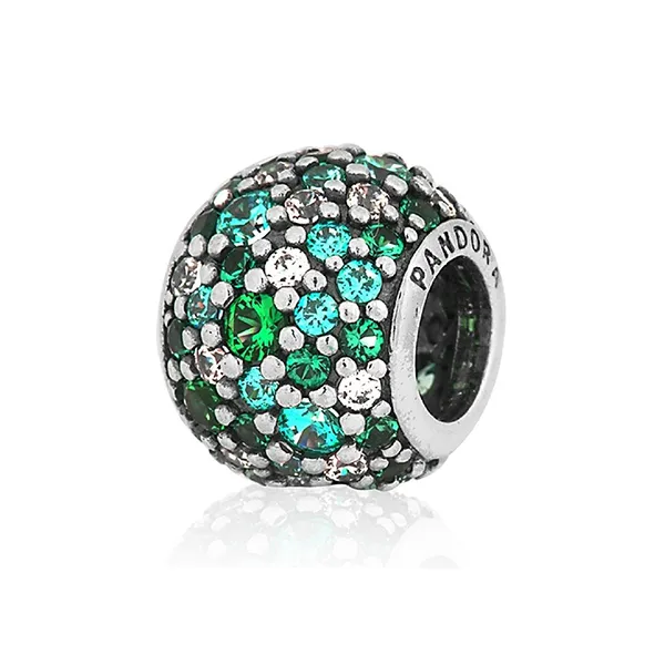 Hạt Vòng Charm Pandora Ocean Mosaic Pave Ball Charm 791261MCZMX Màu Bạc Xanh