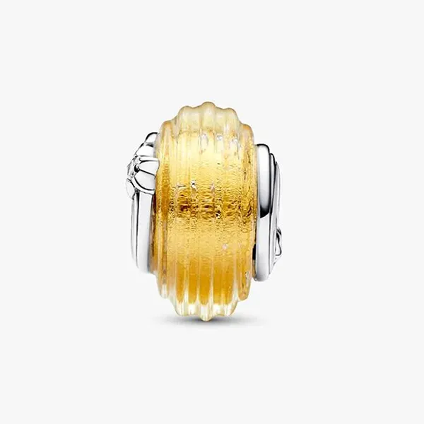 Hạt Vòng Charm Pandora Shooting Star Grooved Murano Glass 792982C01 Màu Vàng