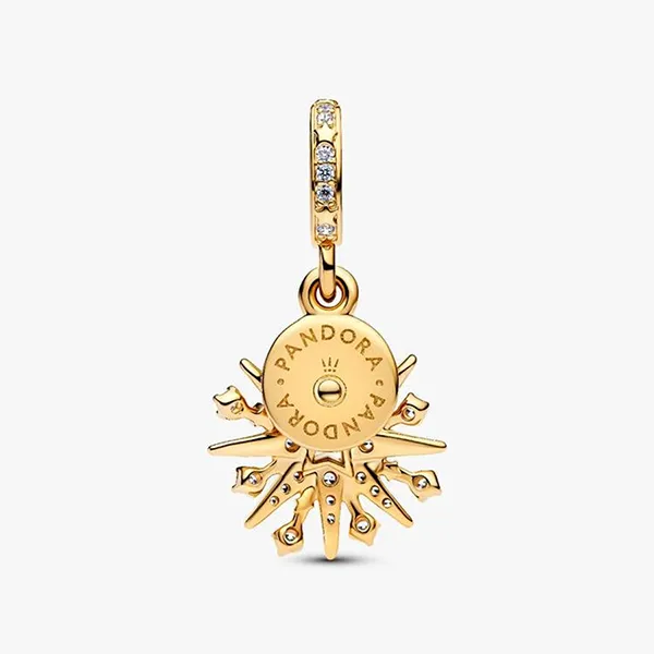 Hạt Vòng Charm Pandora Sparkling Firework Double Dangle Charm 763512C01 Màu Vàng Gold