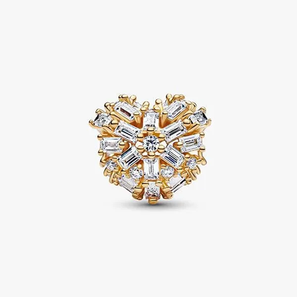 Hạt Vòng Charm Pandora Sparkling Heart Charm 764240C01 Màu Vàng Gold