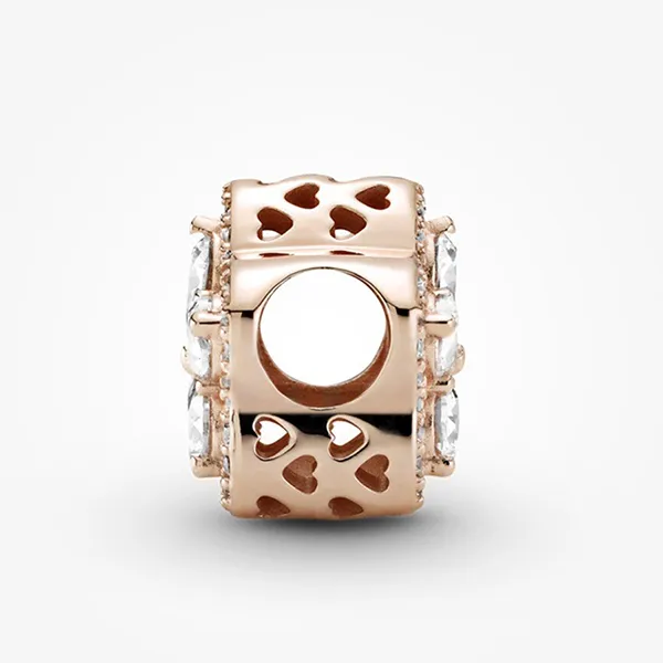 Hạt Vòng Charm Pandora Sparkling Snowflake Pavé 789224C01 Màu Vàng Hồng
