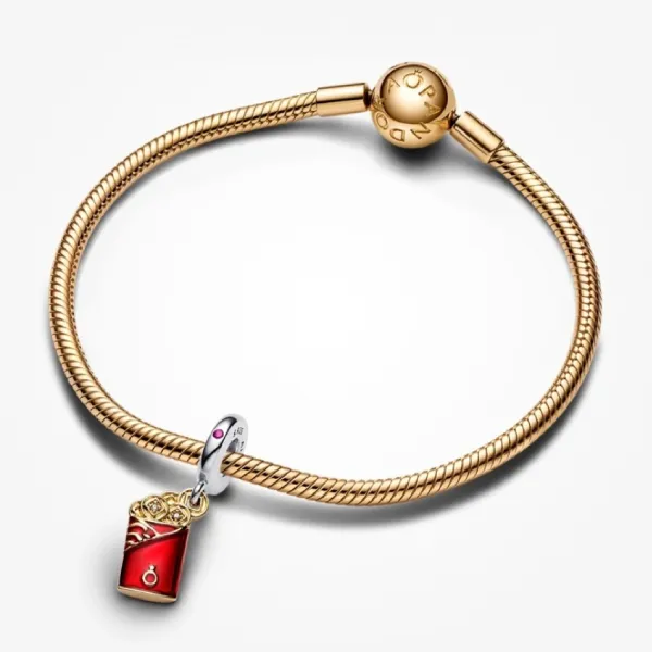Hạt Vòng Charm Pandora Two-tone Red Envelope Dangle Charm 762470C01 Màu Đỏ