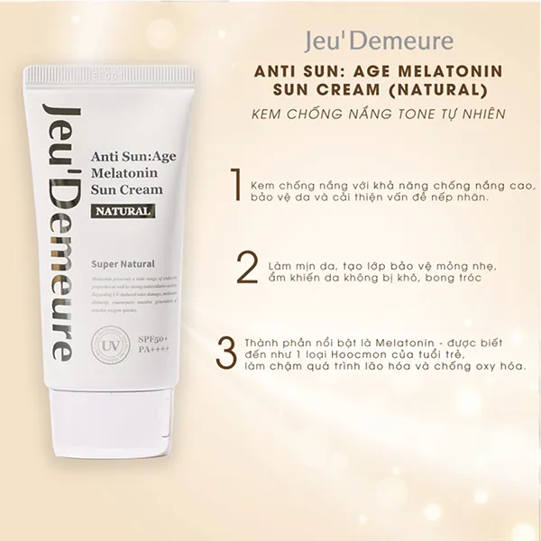 Kem Chống Nắng Jeu’Demeure Natural Anti Sun Age Melatonin Sun Cream SPF50+++ 50g
