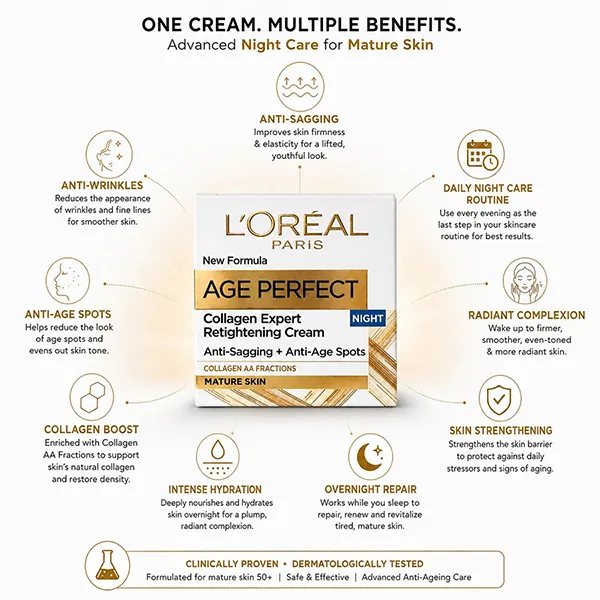 Kem Dưỡng Da Ban Đêm L'Oreal Paris Age Perfect Collagen Expert Night Cream 50ml