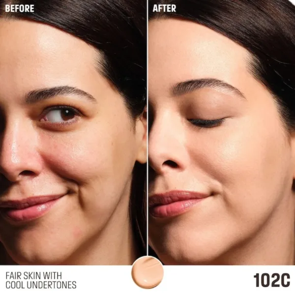 Kem Nền Trang Điểm Make Up For Ever HD Skin-Balancing & Perfecting Foundation Tone 102C 30ml