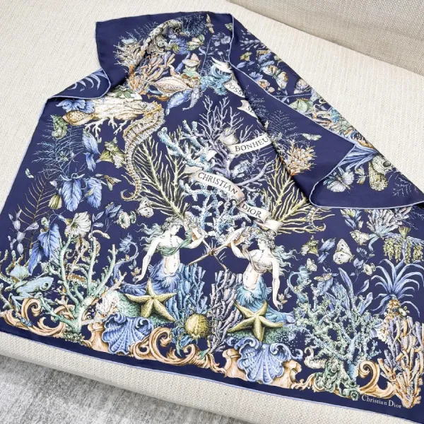 Khăn Lụa Nữ Dior Silk Scarf Blue Màu Xanh