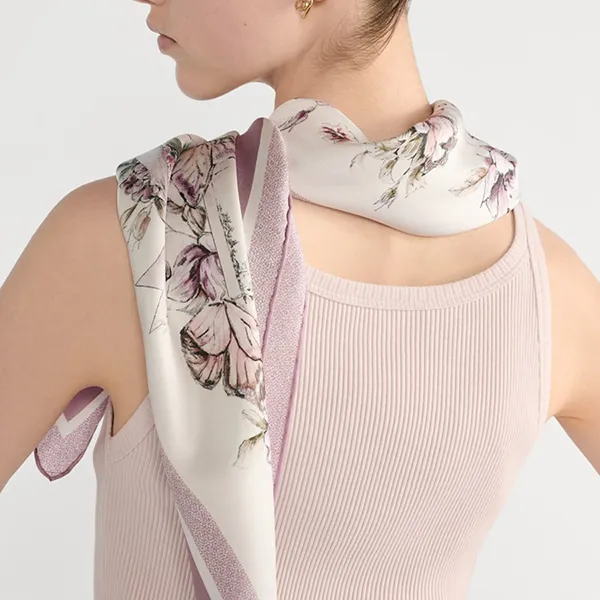 Khăn Lụa Nữ Dior Souvenir De Rome 90 Square Scarf Màu Trắng/Tím