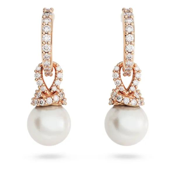 Khuyên Tai Nữ Swarovski Originally Drop Earrings Crystal Pearl, White, 18K Rose Gold Finish 5669524 Màu Vàng Hồng