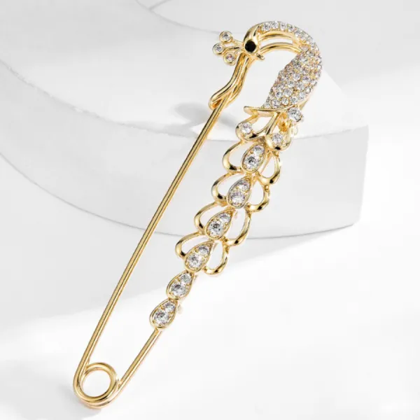 Kim Cài Áo Nữ Meri Peacock Charm BR16 Màu Vàng