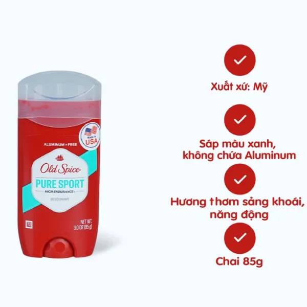 Lăn Khử Mùi Nam Old Spice Pure Sport High Endurance Deodorant 85g
