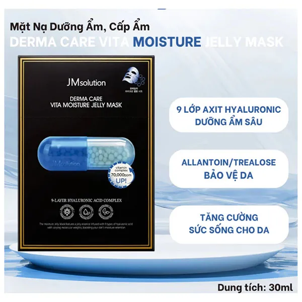 Mặt Nạ Dưỡng Ẩm Da JM Solution Derma Care Vita Moisture Jelly Mask 30ml (Bản Xanh Dương)
