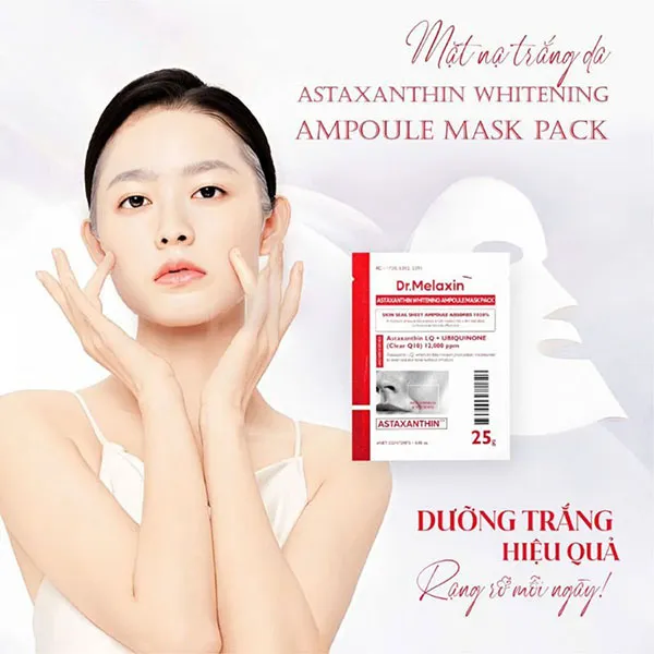 Mặt Nạ Dưỡng Trắng Dr.Melaxin Astaxanthin Whitening Ampoule Mask (5 Miếng)