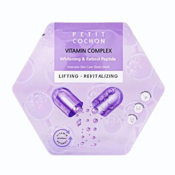 Mặt Nạ Hỗ Trợ Làm Sáng Và Cải Thiện Nếp Nhăn Petit Cochon Whitening & Re Peptide (Hộp 10 Miếng)