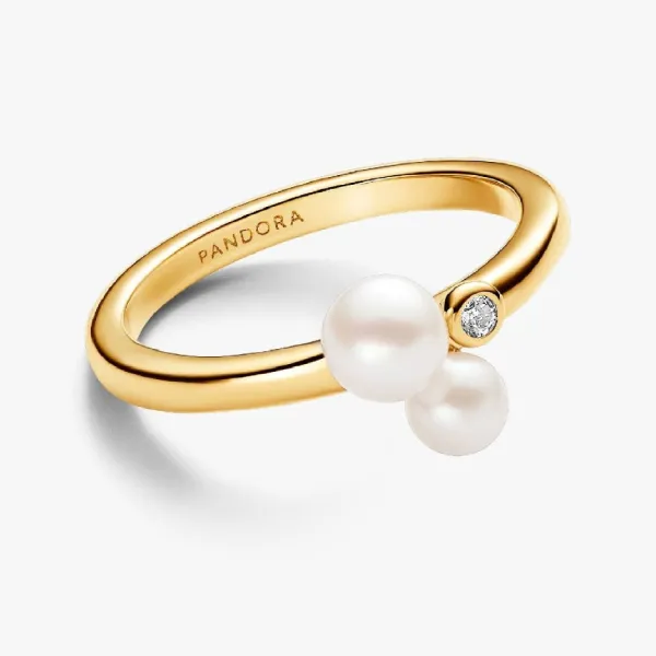 Nhẫn Nữ Pandora Duo Treated Freshwater Cultured Pearls Ring 163156C01 Màu Vàng Gold Size 48