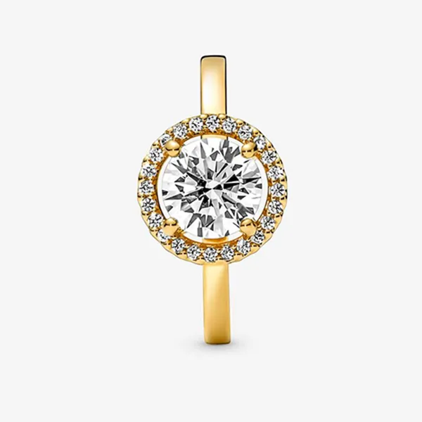 Nhẫn Nữ Pandora Sparkling Round Halo Gold Plated Ring 161234C01 Màu Vàng Gold Size 54