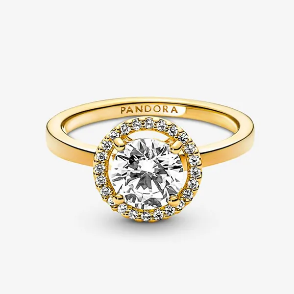 Nhẫn Nữ Pandora Sparkling Round Halo Gold Plated Ring 161234C01 Màu Vàng Gold Size 54