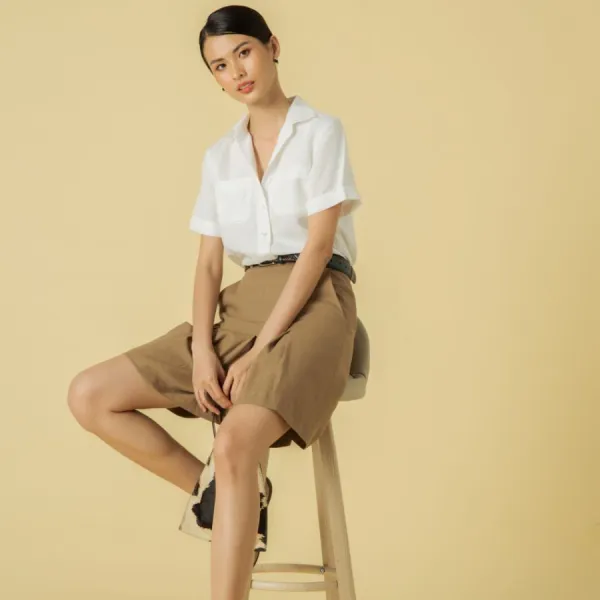 Quần Giả Váy Nữ F2 Fashion & Freedom Linen Becoming Discover QS41-B-S-0321 Màu Nâu Size S