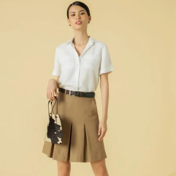 Quần Giả Váy Nữ F2 Fashion & Freedom Linen Becoming Discover QS41-B-S-0321 Màu Nâu Size S