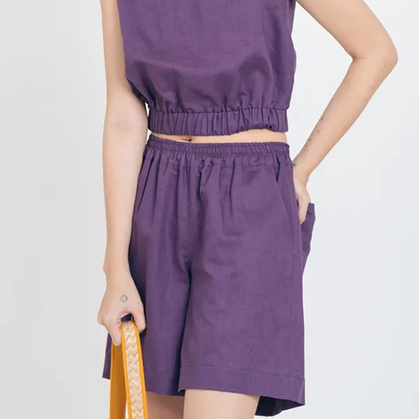 Quần Short Linen Nữ F2 Fashion & Freedom Brighter Day QS58-TIM-S-1121 Màu Tím Size S