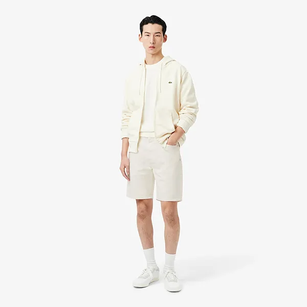 Quần Short Nam Lacoste Straight Fit Denim Bermuda FH9932 70V Màu Trắng Kem Size 40