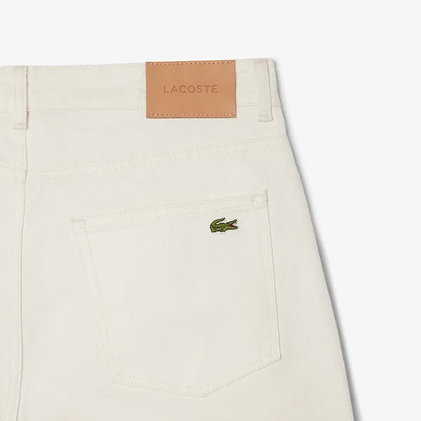 Quần Short Nam Lacoste Straight Fit Denim Bermuda FH9932 70V Màu Trắng Kem Size 40