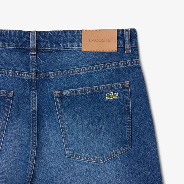 Quần Short Nam Lacoste Straight Fit Denim Bermuda FH9932 MK9 Màu Xanh Denim Size 40