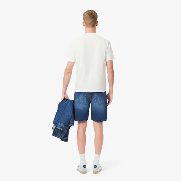 Quần Short Nam Lacoste Straight Fit Denim Bermuda FH9932 MK9 Màu Xanh Denim Size 40