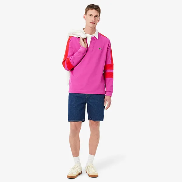 Quần Short Nam Lacoste Straight Fit Denim Bermuda FH9932 ML4 Màu Xanh Đậm Size 40