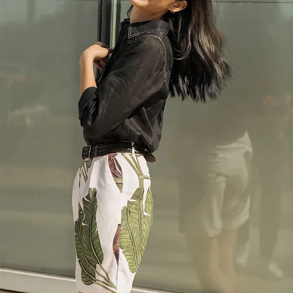 Quần Short Nữ F2 Fashion & Freedom Blue Silk Trousers For A Street Journey QS36-X-S-0420 Màu Trắng Xanh Size S