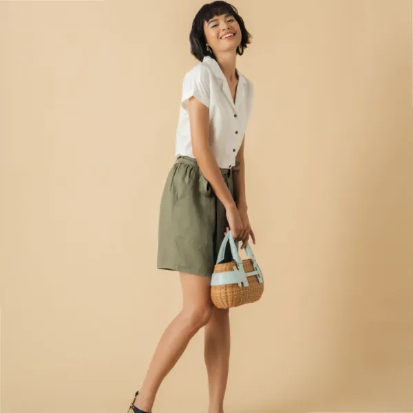 Quần Short Nữ F2 Fashion & Freedom Linen Becoming Discover QS34-RN-S-0321 Màu Xanh Size S