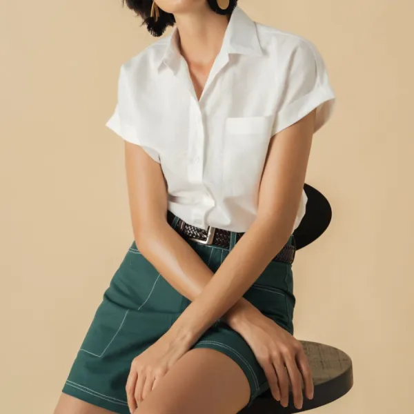 Quần Short Nữ F2 Fashion & Freedom Linen Becoming Discover QS38-XR-S-0321 Màu Xanh Size S