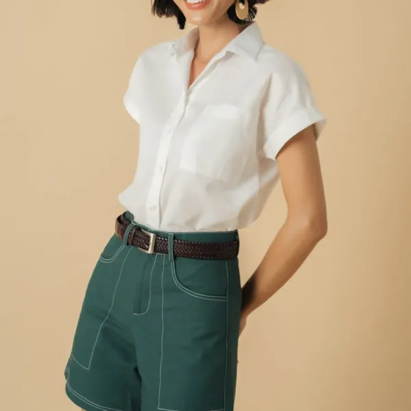 Quần Short Nữ F2 Fashion & Freedom Linen Becoming Discover QS38-XR-S-0321 Màu Xanh Size S