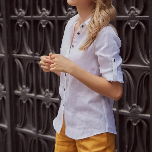 Quần Short Nữ F2 Fashion & Freedom Linen For A Street Style QS22-V-S-0919 Màu Vàng Size S