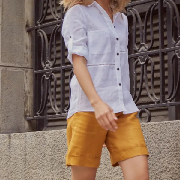 Quần Short Nữ F2 Fashion & Freedom Linen For A Street Style QS22-V-S-0919 Màu Vàng Size S