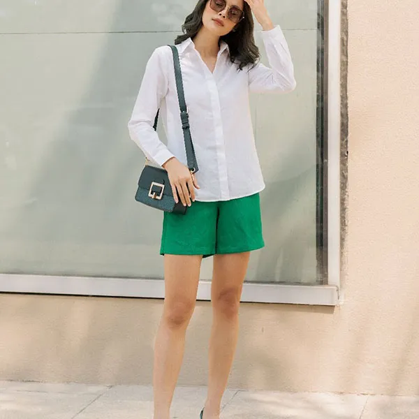 Quần Short Nữ F2 Fashion & Freedom Linen QS26-X-S-0420 Xanh Lá Size S