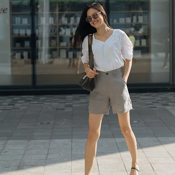 Quần Short Nữ F2 Fashion & Freedom Linen QS26-X-S-0620 Màu Xám Size S