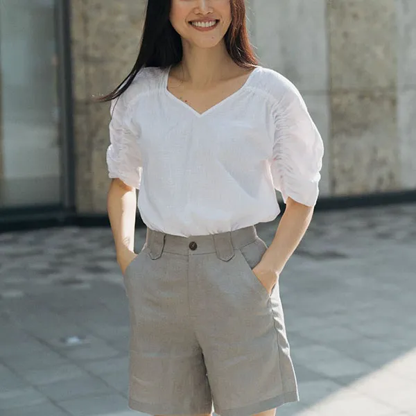 Quần Short Nữ F2 Fashion & Freedom Linen QS26-X-S-0620 Màu Xám Size S