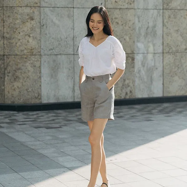 Quần Short Nữ F2 Fashion & Freedom Linen QS26-X-S-0620 Màu Xám Size S