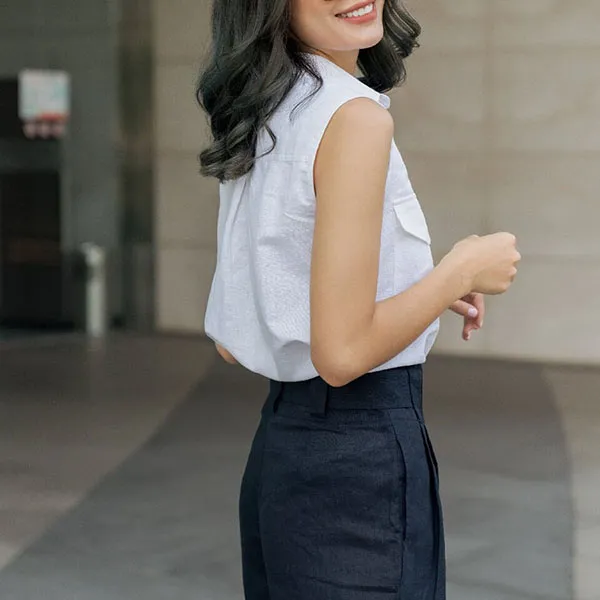 Quần Short Nữ F2 Fashion & Freedom Linen QS32-X-S-0420 Màu Xanh Đen Size S