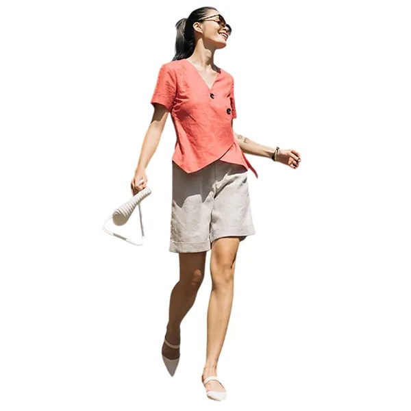 Quần Short Nữ F2 Fashion & Freedom Modern Meets Heritage Grey Linen Shorts QS21-X-S-0720 Màu Trắng Size S