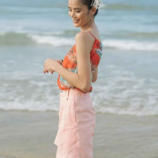 Quần Short Nữ F2 Fashion & Freedom Modern Meets Heritage Pink Linen Shorts QS34-H-S-0720 Màu Hồng Size S