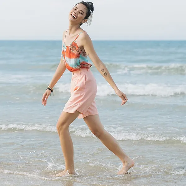Quần Short Nữ F2 Fashion & Freedom Modern Meets Heritage Pink Linen Shorts QS34-H-S-0720 Màu Hồng Size S