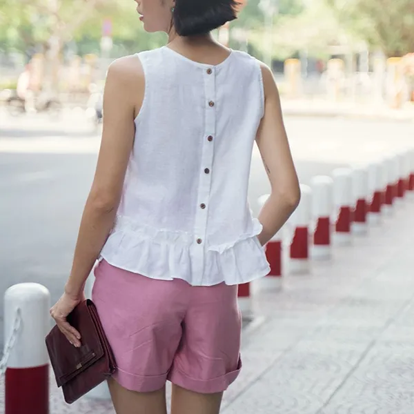 Quần Short Nữ F2 Fashion & Freedom Pink Linen Shorts Becoming Unveil QS45-H-S-0621 Màu Hồng Size S