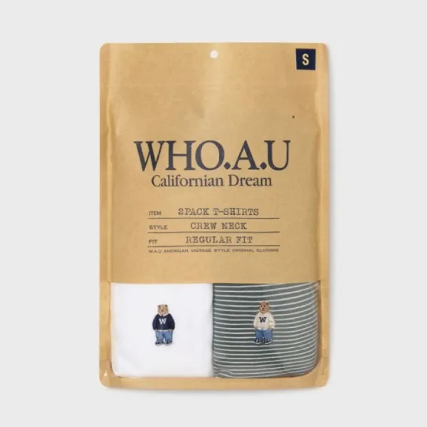 Set 2 Áo Phông WHOAU WHRSG2351U40 Tshirt Màu Trắng Phối Xanh Size M