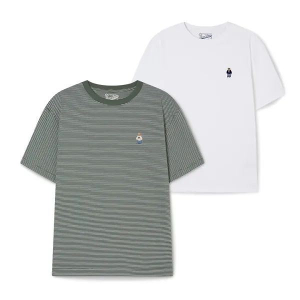 Set 2 Áo Phông WHOAU WHRSG2351U40 Tshirt Màu Trắng Phối Xanh Size M