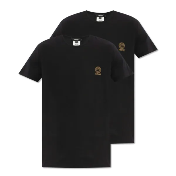 Set 2 Áo Thun Nam Versace Cotton-Jersey Undershirt 2-Pack AU10193 Màu Đen Size M