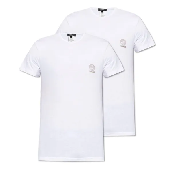 Set 2 Áo Thun Nam Versace Cotton-Jersey Undershirt 2-Pack AU10193 Màu Trắng Size M