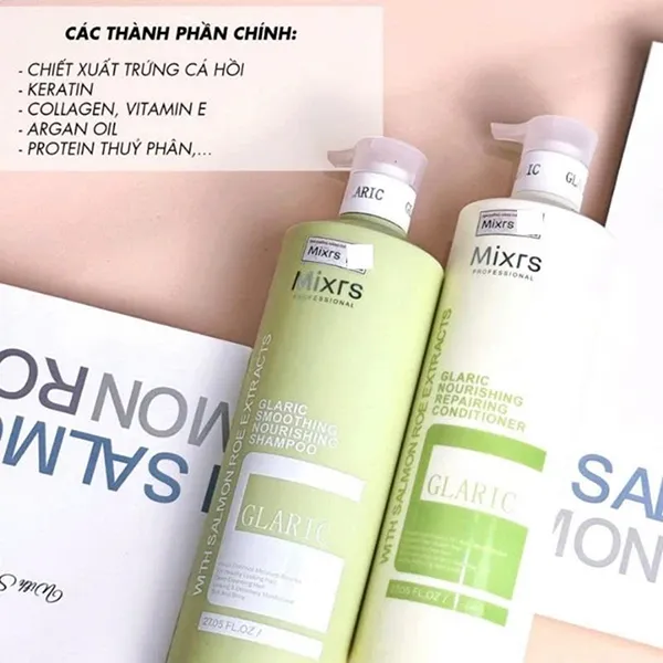 Set Dầu Gội Và Xả Phục Hồi Chuyên Sâu Mixrs Glaric Màu Xanh Lá (800ml x 2)