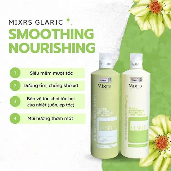 Set Dầu Gội Và Xả Phục Hồi Chuyên Sâu Mixrs Glaric Màu Xanh Lá (800ml x 2)