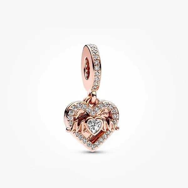 Set Dây Chuyền + Hạt Vòng Charm Nữ Pandora 580413 + 789402C01 Màu Vàng Hồng